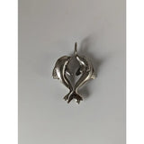 Silver steed dancing dolphins silver pendant featuring two detailed metal dolphins in a heart-shaped pose