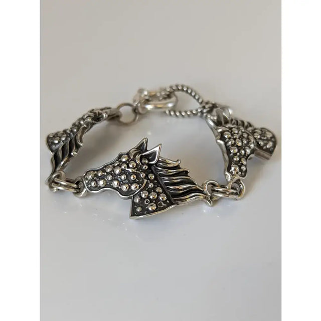 Silver steed dappled horse bracelet silver with sparkling marcasite stones for a stylish and unique accessory