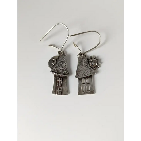 Silver Steed Day & Night House Dropped Earrings Earrings