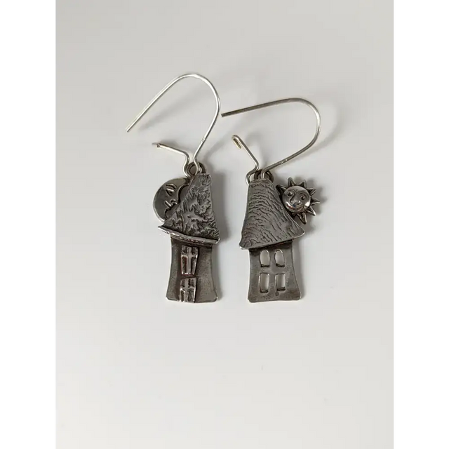 Silver Steed Day & Night House Dropped Earrings Earrings