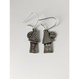 Silver steed day and night house dropped earrings feature silver-toned house shapes with textured roofs and sun and moon charms