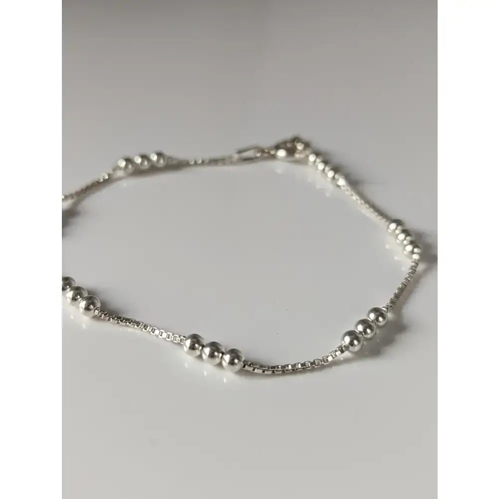 Silver steed delicate silver bracelet featuring a delicate ball silver beaded anklet with a fine chain design