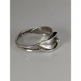 Silver steed delicate silver leaves ring with textured handcrafted design and small silver buds accent