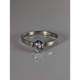 Silver steed delicate unique silver zirconia ring with a sleek silver band and round-cut clear gemstone in prong setting