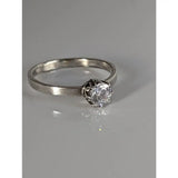 Silver steed delicate silver solitaire zirconia ring with round-cut diamond in ornate claw-style prong setting