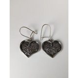 Silver Steed Detailed Heart Dropped Earrings Earrings