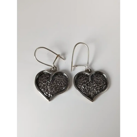 Silver Steed Detailed Heart Dropped Earrings Earrings
