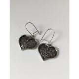 Silver steed detailed heart dropped earrings with intricate textured filigree in silver perfect for everyday wear