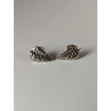 Silver Steed Detailed Leaf Stud Earrings Earrings
