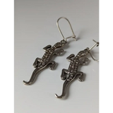Silver Steed Detailed Lizard Silver Dropped Earrings Earrings