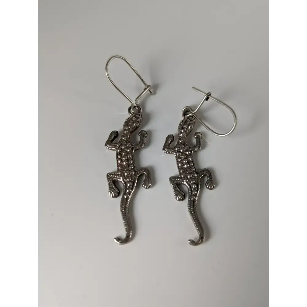 Silver Steed Detailed Lizard Silver Dropped Earrings Earrings