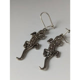 Silver steed detailed lizard silver dropped earrings with textured scales and hook clasps for stylish wear