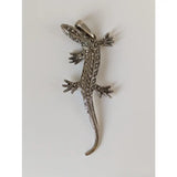 Silver steed detailed lizard silver pendant with intricate marcasite stones perfect for equestrian jewelry lovers