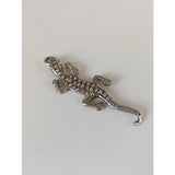 Silver steed detailed lizard silver pendant with textured dotted surface and small loop for equestrian jewelry fans