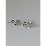 Silver Steed Detailed Lizard Stud Earrings Earrings