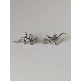 Silver Steed Detailed Lizard Stud Earrings Earrings