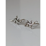 Silver Steed Detailed Lizard Stud Earrings Earrings