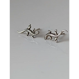 Silver Steed Detailed Lizard Stud Earrings Earrings