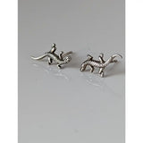 Silver steed detailed lizard stud earrings with textured scales and polished silver finish perfect for everyday wear