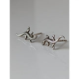 Silver steed detailed lizard stud earrings with textured finish and intricate silver scales for a unique look