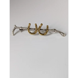 Silver Steed Double Shoe and Cane Brooch / Stock Tie Pin Standard Brooches