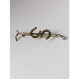 Silver Steed Double Shoe and Cane Brooch / Stock Tie Pin Standard Brooches
