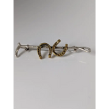 Silver Steed Double Shoe and Cane Brooch / Stock Tie Pin Standard Brooches