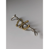 Silver Steed Double Shoe and Cane Brooch / Stock Tie Pin Reverse Brooches