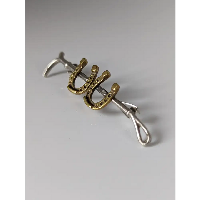 Silver Steed Double Shoe and Cane Brooch / Stock Tie Pin Standard Brooches