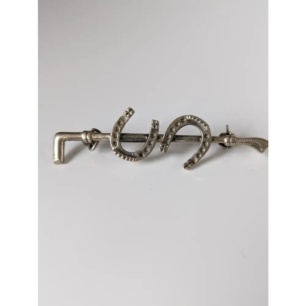 Silver Steed Double Shoe Silver Brooch / Stock Tie Pin Cane Brooches