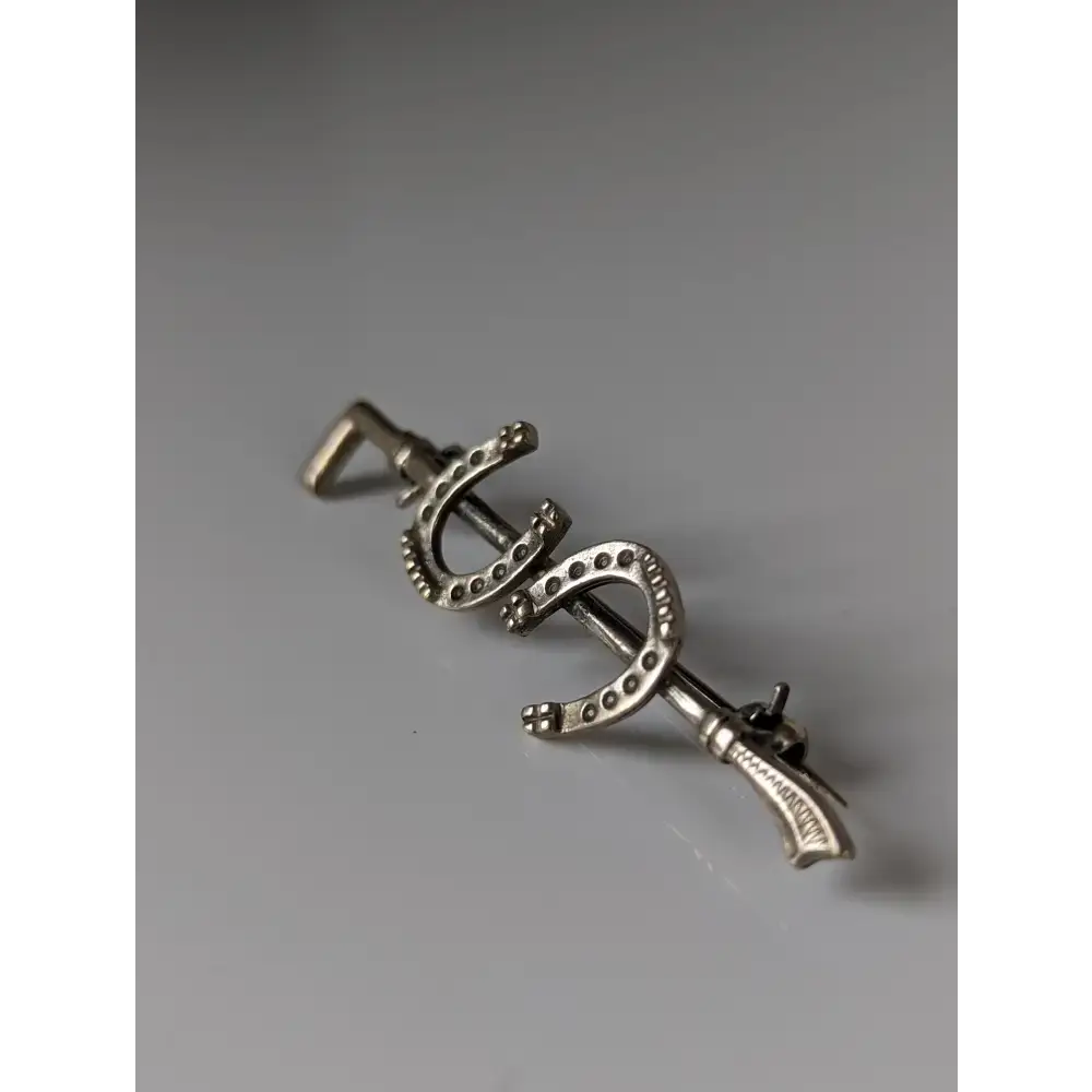 Silver Steed Double Shoe Silver Brooch / Stock Tie Pin Crop Brooches
