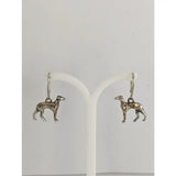 Silver steed dropped greyhound earrings featuring silver-colored dangle design with intricate details and polished finish