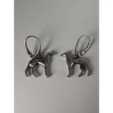 Silver steed dropped greyhound earrings silver dog-shaped dropped greyhound earrings with polished finish and lever-back closures