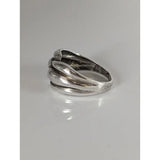 Silver steed ear grain silver ring with twisted layered band design in shiny silver grain silver style