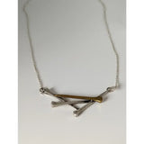 Silver steed elegant hoof nails necklace with a silver and gold toned geometric metal pendant