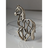 Silver Steed Elegant Piaffe Horse Silver Brooch / Stock Tie Pin Brooches