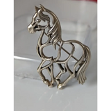 Silver Steed Elegant Piaffe Horse Silver Brooch / Stock Tie Pin Brooches
