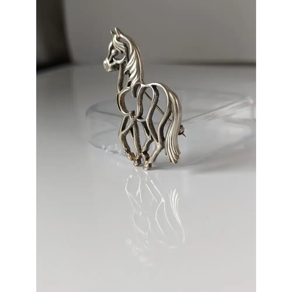 Silver Steed Elegant Piaffe Horse Silver Brooch / Stock Tie Pin Brooches