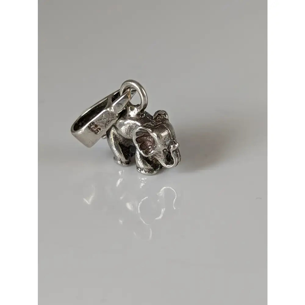 Silver steed elephant silver pendant features a detailed sculpted elephant charm with a polished finish perfect for equestrian jewelry