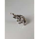 Silver steed elephant silver pendant keychain with detailed craftsmanship and raised trunk in silver equestrian jewelry style