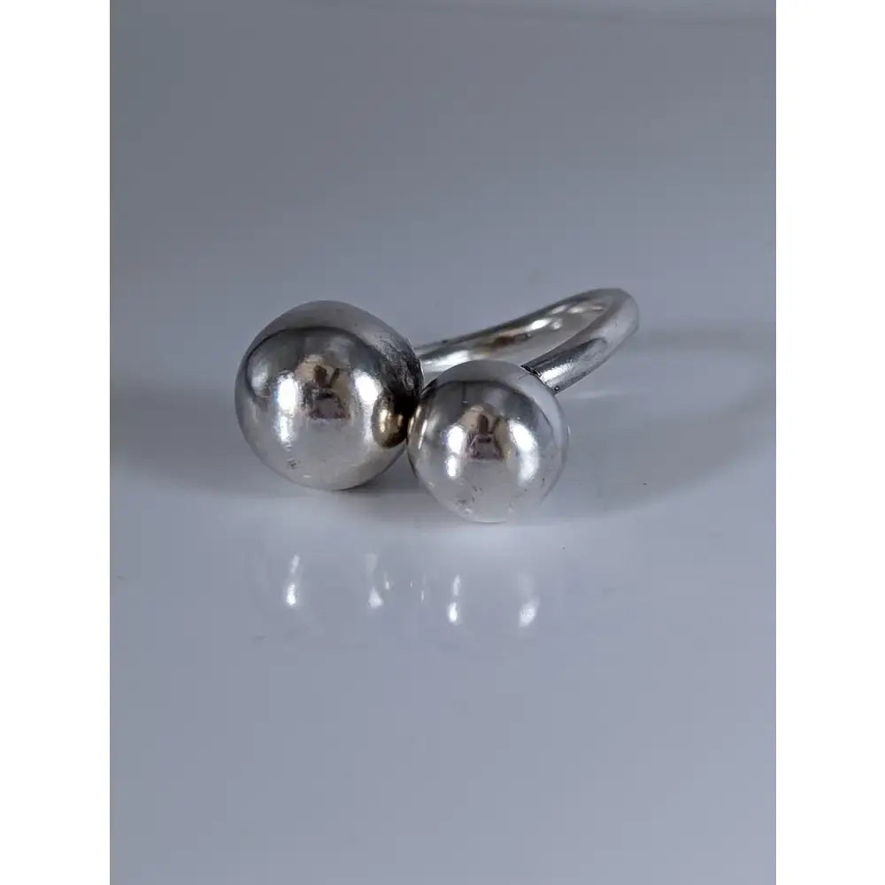 Silver steed extra large balls silver ring with two polished spherical beads perfect equestrian jewelry accessory