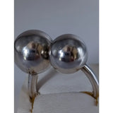 Silver steed extra large balls ring with two polished silver spheres connected by a sleek curved band perfect for equestrian jewelry