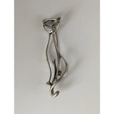 Silver steed feline silver brooch with intricate wire-formed cat design in a shiny silver tone perfect as a feline silver brooch