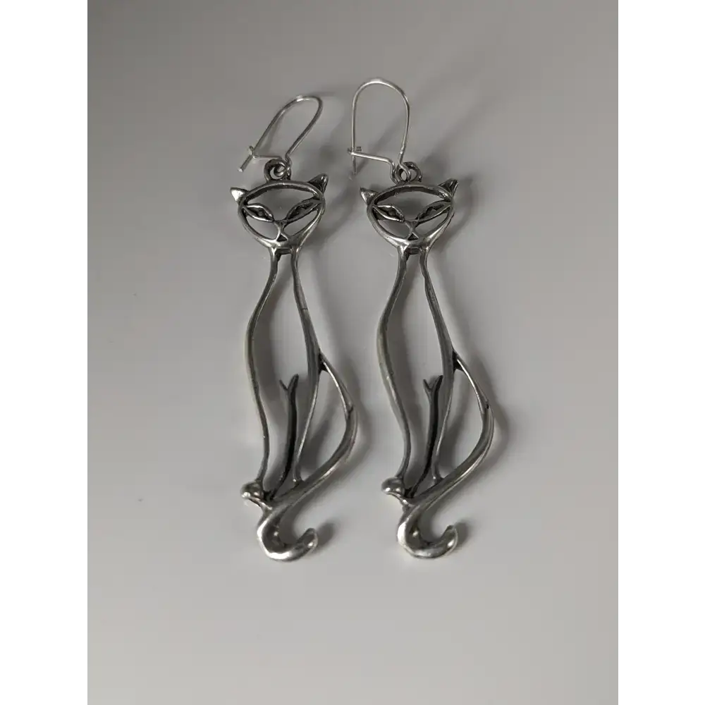 Silver Steed Feline Silver Dropped Earrings Earrings