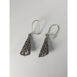 Silver steed filigree handmade silver cone dropped earrings with intricate swirling patterns and classic hook closure
