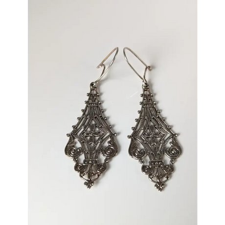Silver Steed Filigree Crest Dropped Earrings Earrings