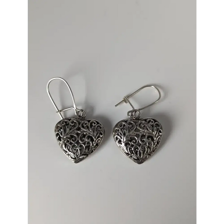 Silver Steed Filigree Heart Dropped Earrings Earrings