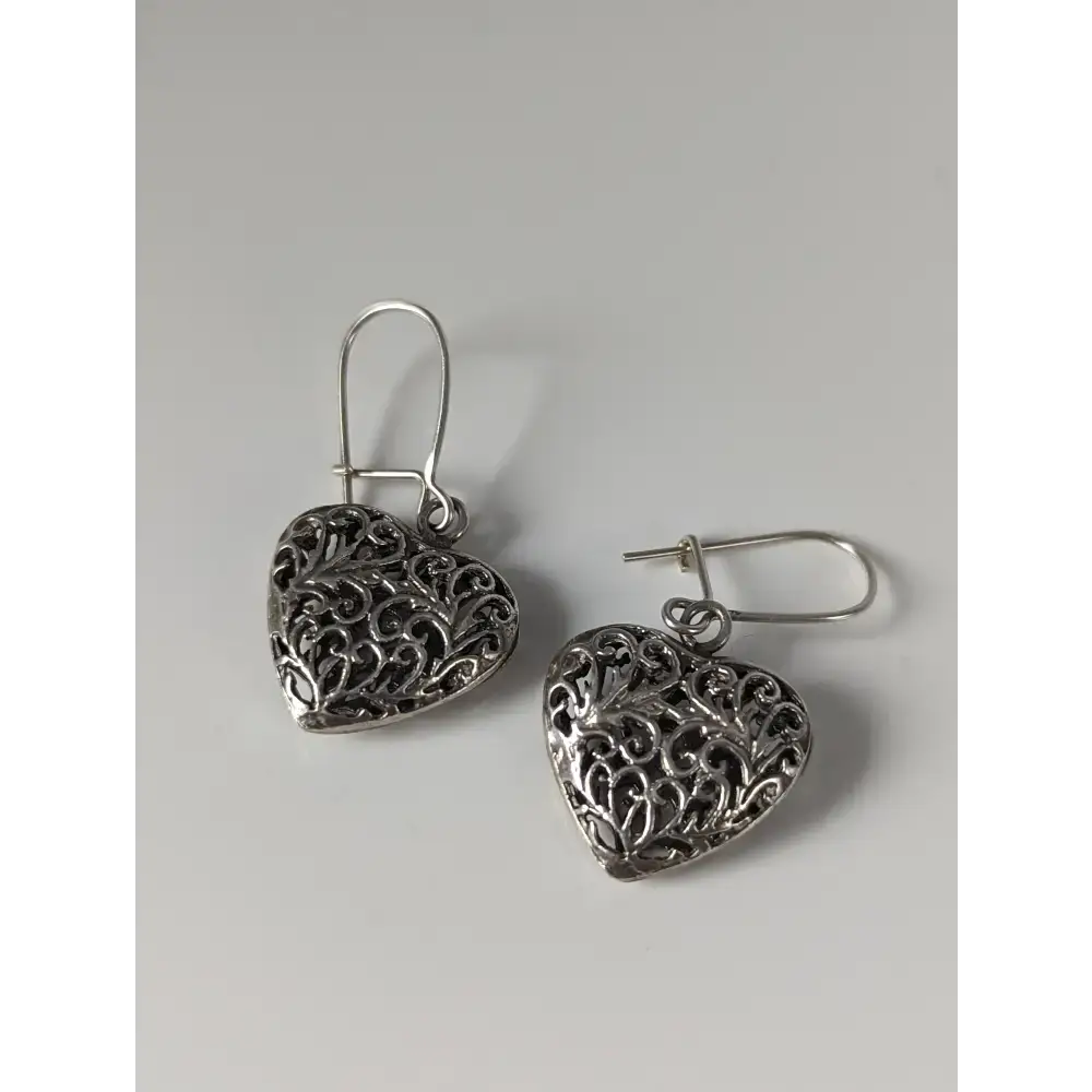 Silver Steed Filigree Heart Dropped Earrings Earrings
