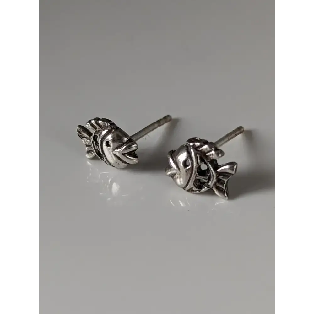 Silver Steed Fish Stud Earrings Earrings
