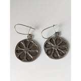 Silver steed flower circle dropped earrings with silver-toned sliced citrus design in sterling silver